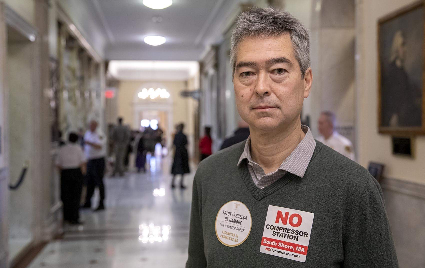 Nathan Phillips, a Boston University Earth and Environment professor, at the Massachusetts State House. (Robin Lubbock/WBUR)