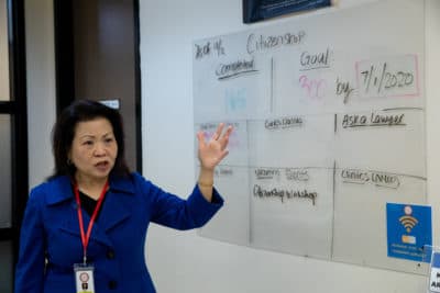 Vida Lin leads the Asian Community Development Council in Las Vegas. The group works to build civic engagement and voter participation among the state's rapidly growing Asian and Pacific Islander community. (Krystal Ramirez for Here &amp; Now)