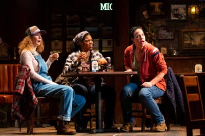 Marianna Bassham, Tyla Abercrumbie, and Jennifer Regan in the Huntington Theatre Company's production of &quot;Sweat.&quot; (Courtesy T. Charles Erickson
