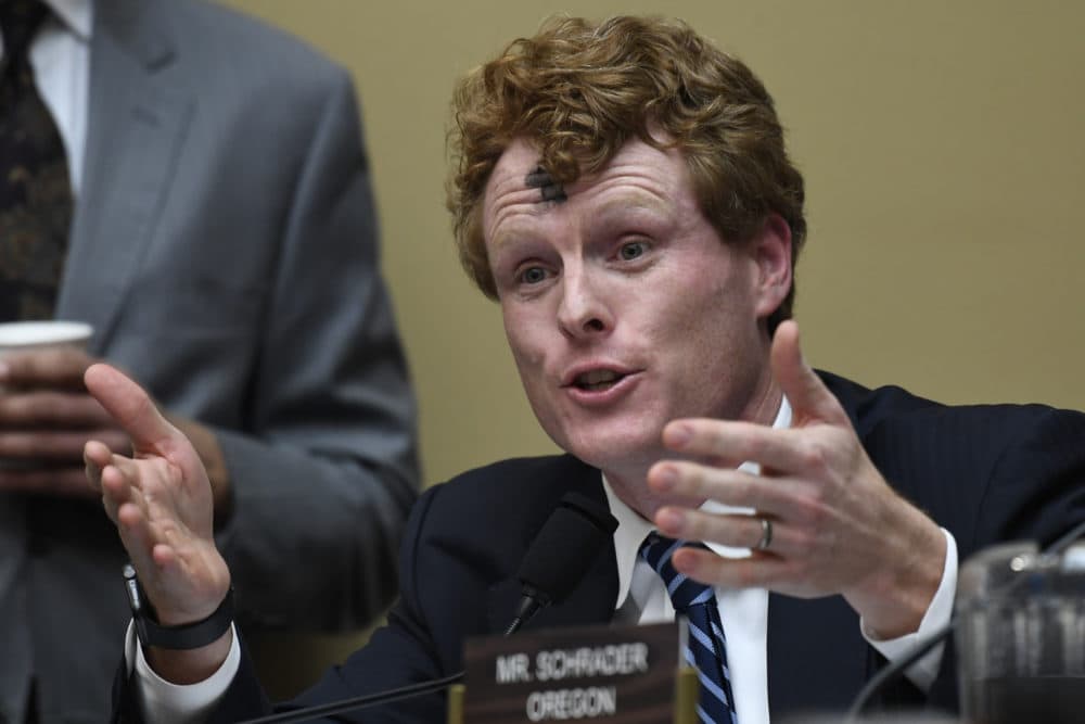 U.S. Rep. Joe Kennedy III questions Health and Human Services Secretary Alex Azar during a House Commerce subcommittee hearing on the budget and coronavirus. (Susan Walsh/AP)