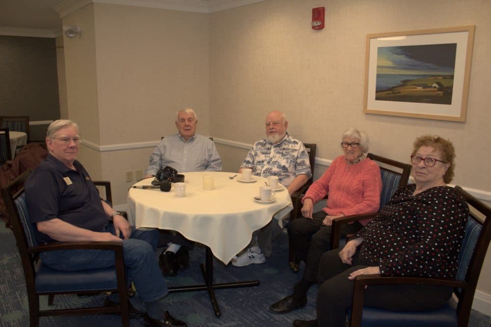 Dennis McMann, Rep. Ken Snow, Bill Denning, Kathleen Goulet, and Rose Dennings at Birch Hill retirement community.