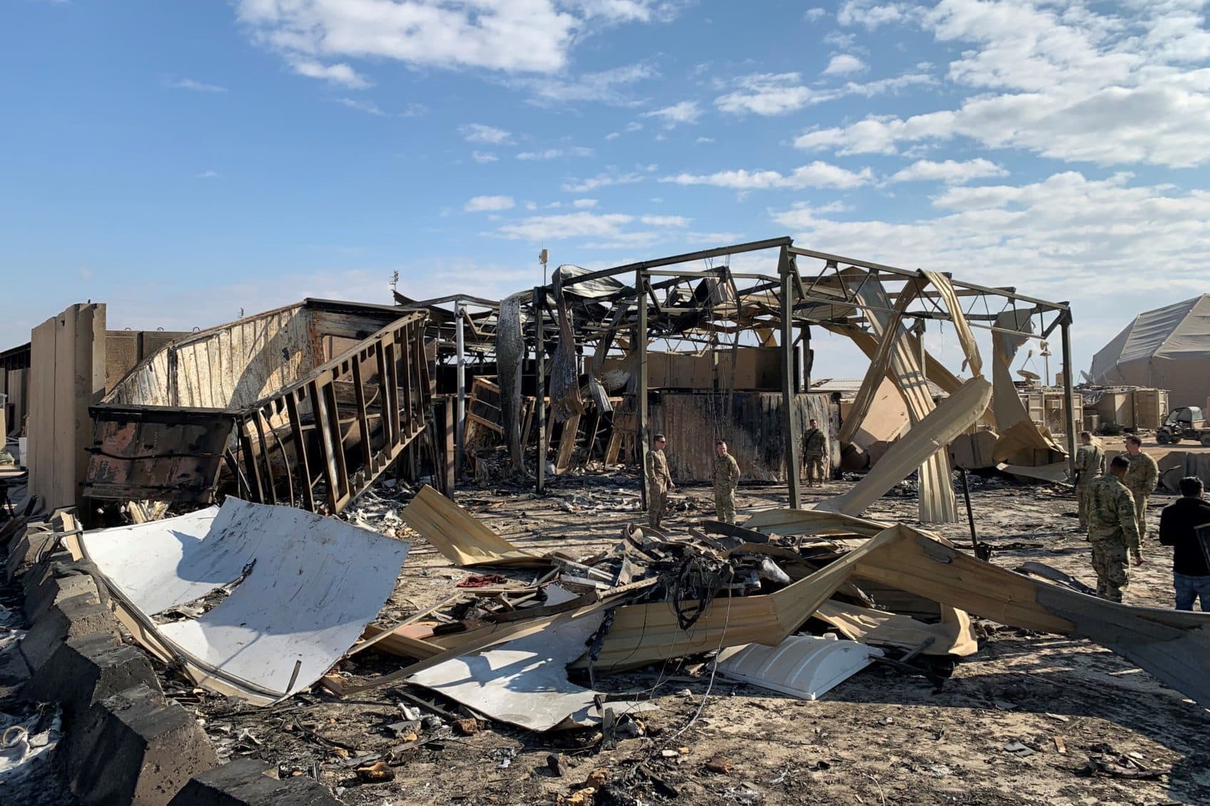 A view of the damage at Ain al-Asad military airbase housing U.S. and other foreign troops in the western Iraqi province of Anbar, Iraq. (Ayman Henna/AFP/Getty Images)