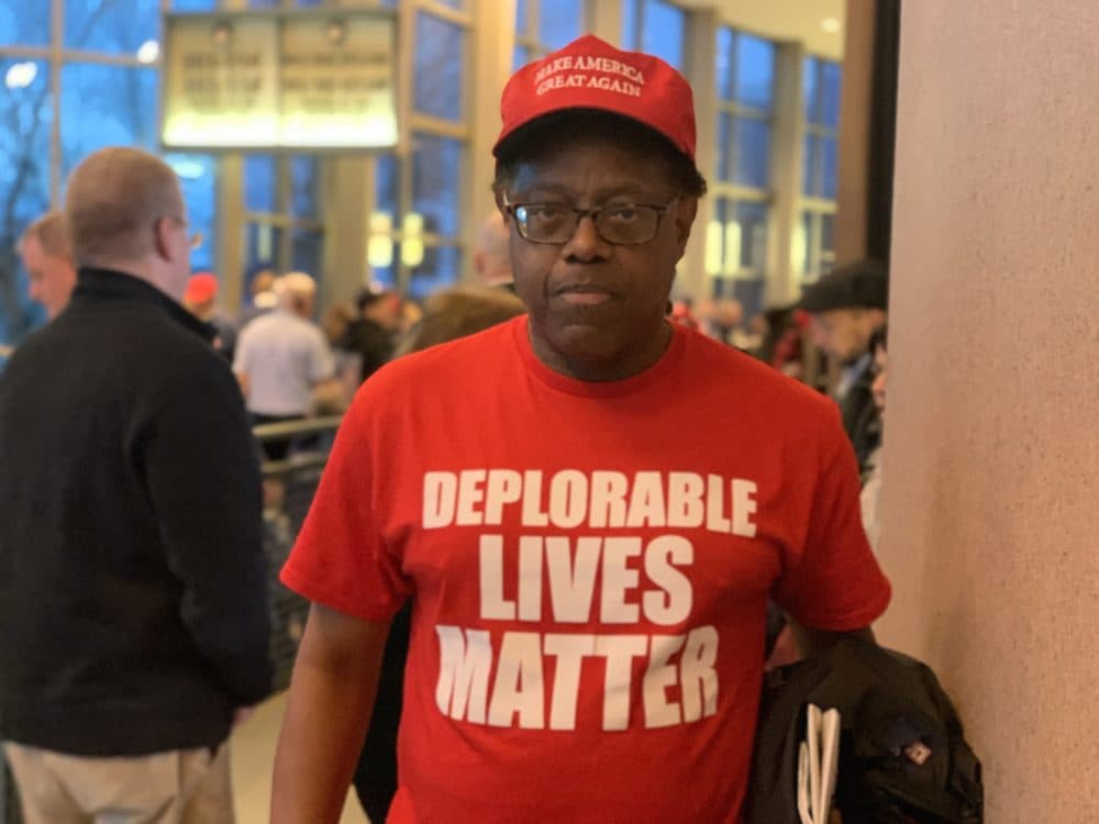 Hospital worker Charlie Watson of Brockton said he's been a Republican &quot;ever since Watergate,&quot; referencing Gerald Ford's presidency. (Simón Rios/WBUR)