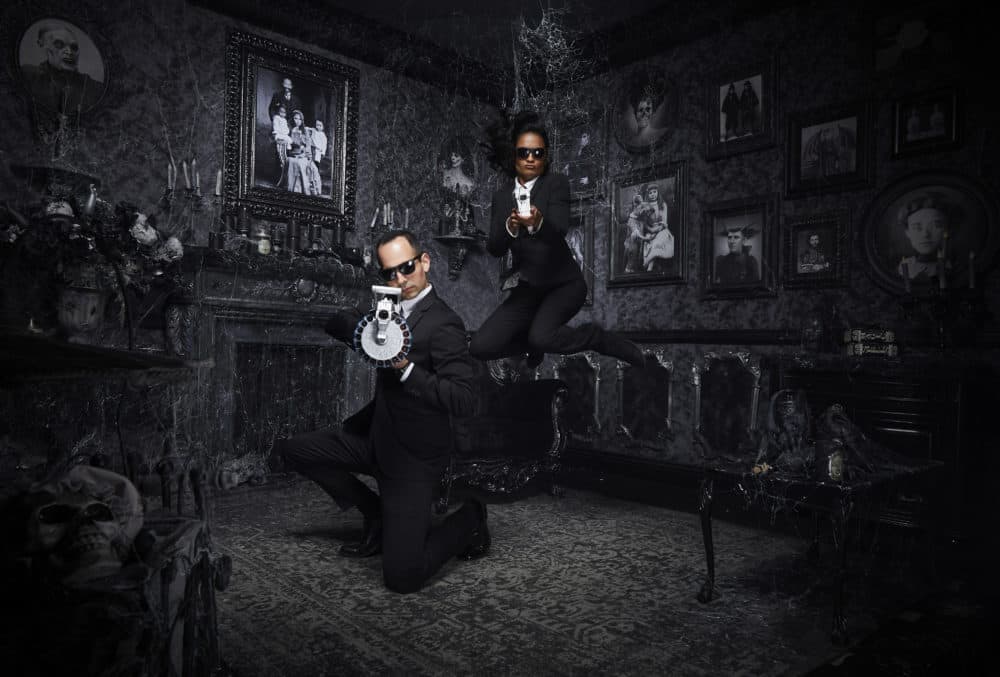 Lee Loechler and Sthuthi David as characters from &quot;Men in Black&quot; (Courtesy Lee Loechler)