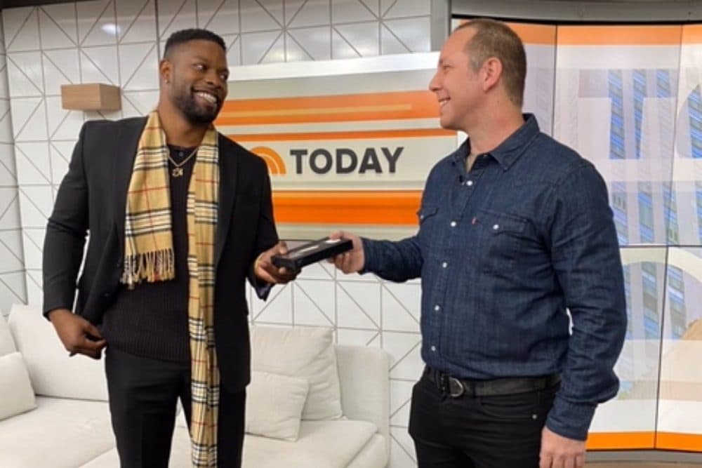 TyRe Alexander and Jim McKay meet on the set of the Today show. (Courtesy TyRe Alexander)