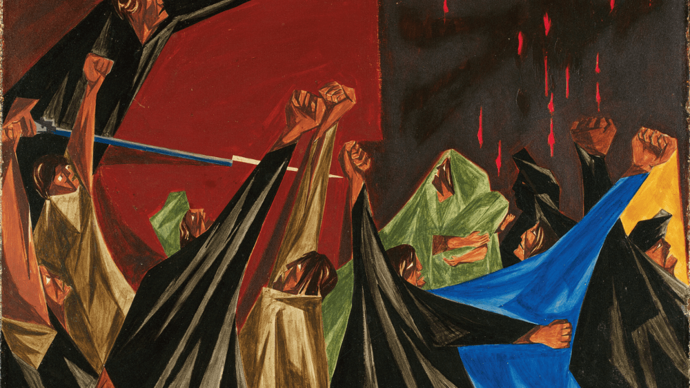 Panel 1, 1955, from Jacob Lawrence's &quot;Struggle: From the History of the American People, 1954–56. (Courtesy Bob Packert/PEM)