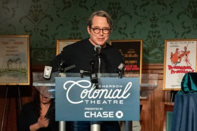 Matthew Broderick honoring playwright Neil Simon on Feb. 14 at the Emerson Colonial Theatre in Boston. (Allison Hagan/Here &amp; Now)