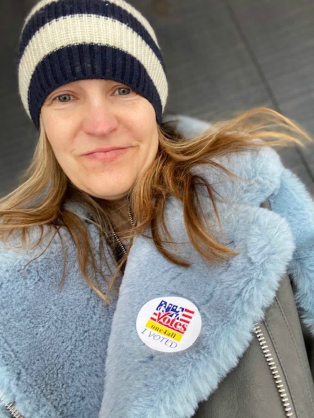 The author, after voting in the New Hampshire primary. (Courtesy)