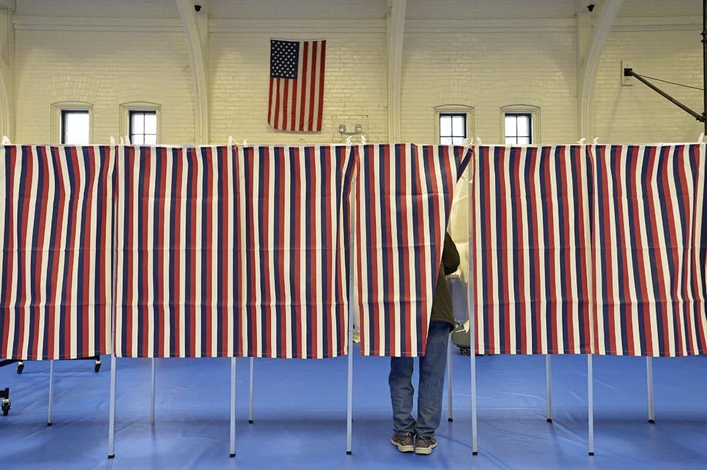 Voting booths filled the the Ward Five Community Center during the New Hampshire primary in Concord, New Hampshire on February 11, 2020. (JOSEPH PREZIOSO/AFP via Getty Images)