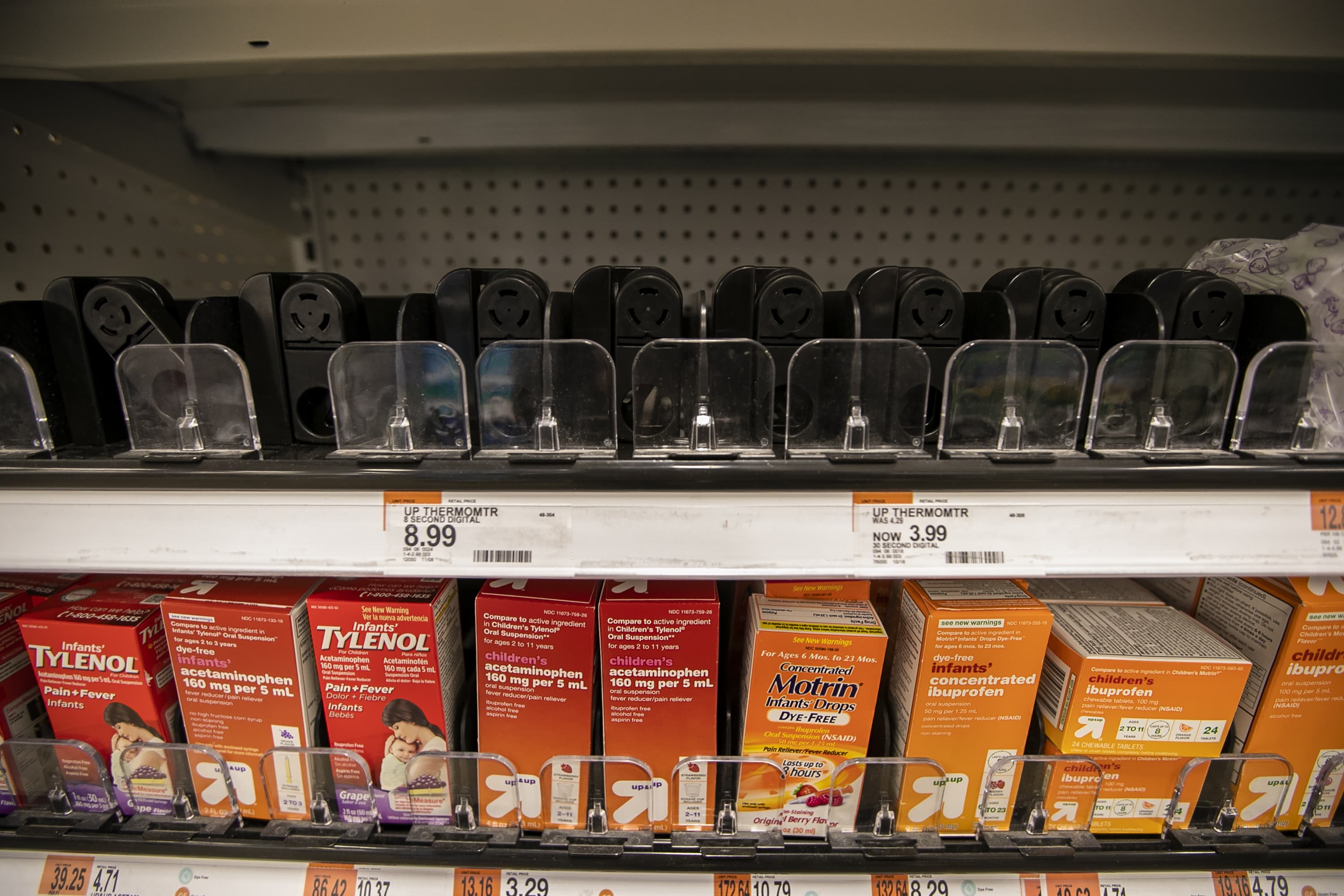 As of March 3, thermometers are currently unavailable to purchase at Target on Commonwealth Ave. (Jesse Costa/WBUR)