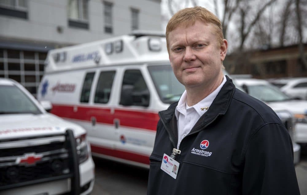 Ben Podsiadlo, Director of Clinical Integration at Armstong Ambulance Service in Arlington, Mass. (Robin Lubbock/WBUR)