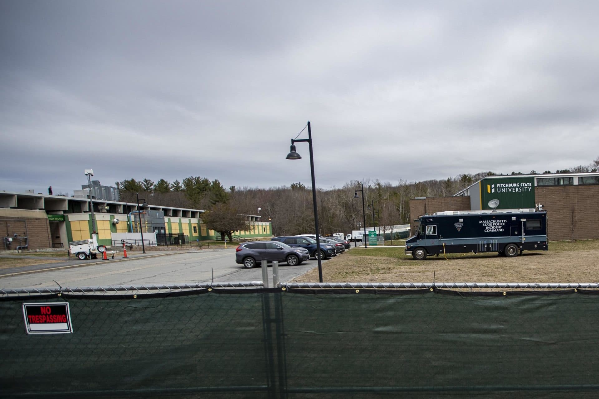 April 2: A temporary morgue staged at Fitchburg State University's Landry Arena. (Jesse Costa/WBUR)