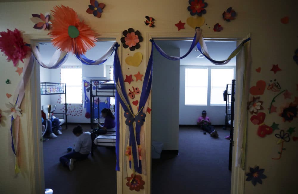 In this Tuesday, July 9, 2019 photo, decorations cover the walls of the rooms of immigrants at the U.S. government holding center for migrant children in Carrizo Springs, Texas. (Eric Gay/AP)