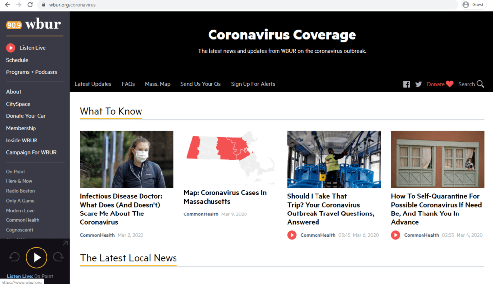 Coronavirus Coverage on WBUR