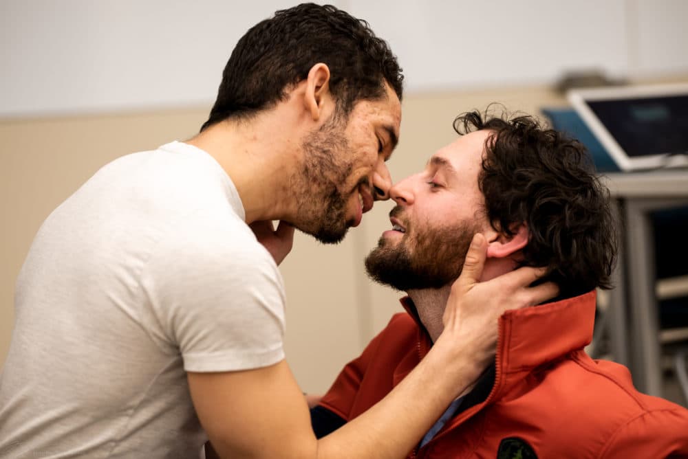 Felton Sparks (left) as David and Ben Freeman as Jonathan in rehearsal for &quot;Beloved King.&quot; (Courtesy Jonathan Beckley)