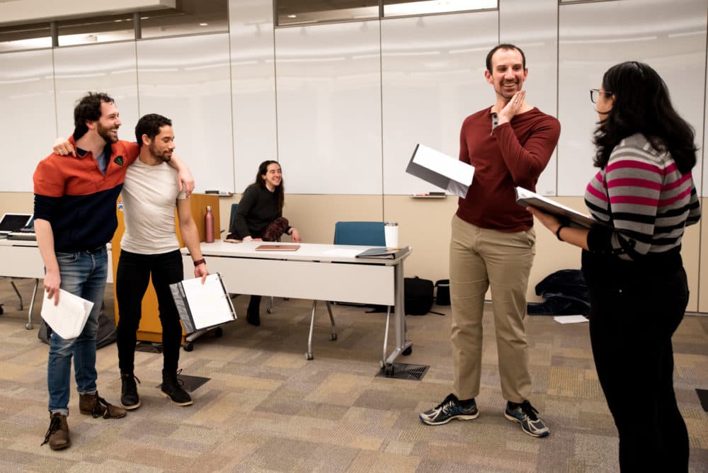 Left to right, Ben Freeman, Felton Sparks, Jade Sylvan, Noah Tobin and Angele Maraj in rehearsal for &quot;Beloved King.&quot; (Courtesy Jonathan Beckley)
