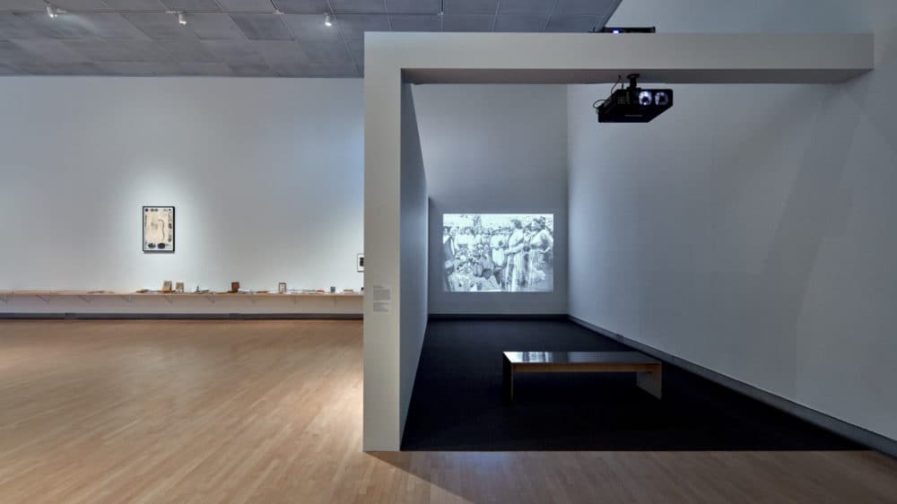 A view of Dora García’s “Love with Obstacles&quot; at Rose Art Museum. (Courtesy Charles Mayer Photography)