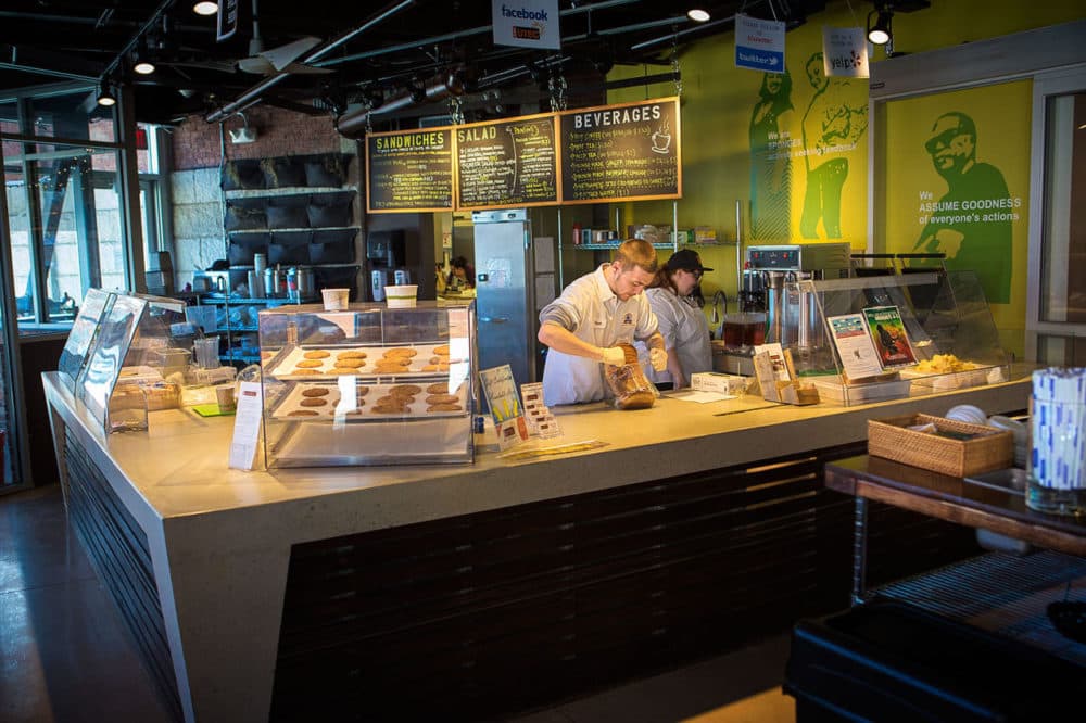 Worker in a 2015 file photo at Cafe UTEC. (Jesse Costa/WBUR)