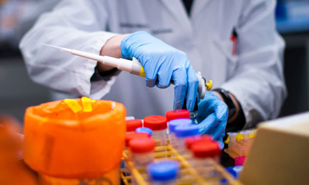 A researcher works in a lab that is developing testing for the COVID-19 coronavirus at Hackensack Meridian Health Center for Discovery and Innovation in Nutley, New Jersey. (Kena Betancur/Getty Images)