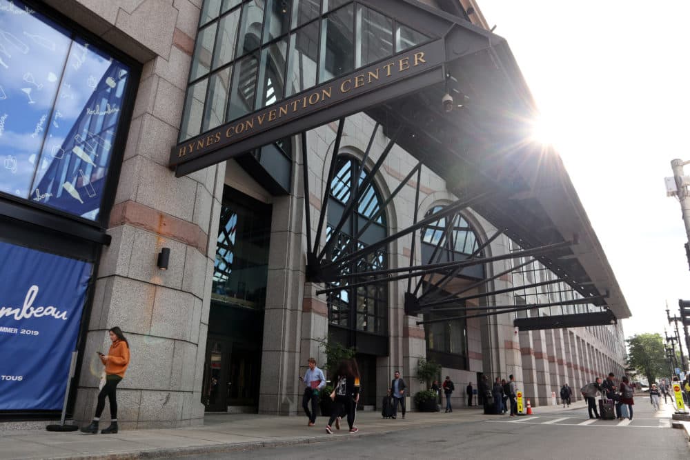 The entrance to the Hynes Convention Center in Back Bay. (Adrian Ma/WBUR)