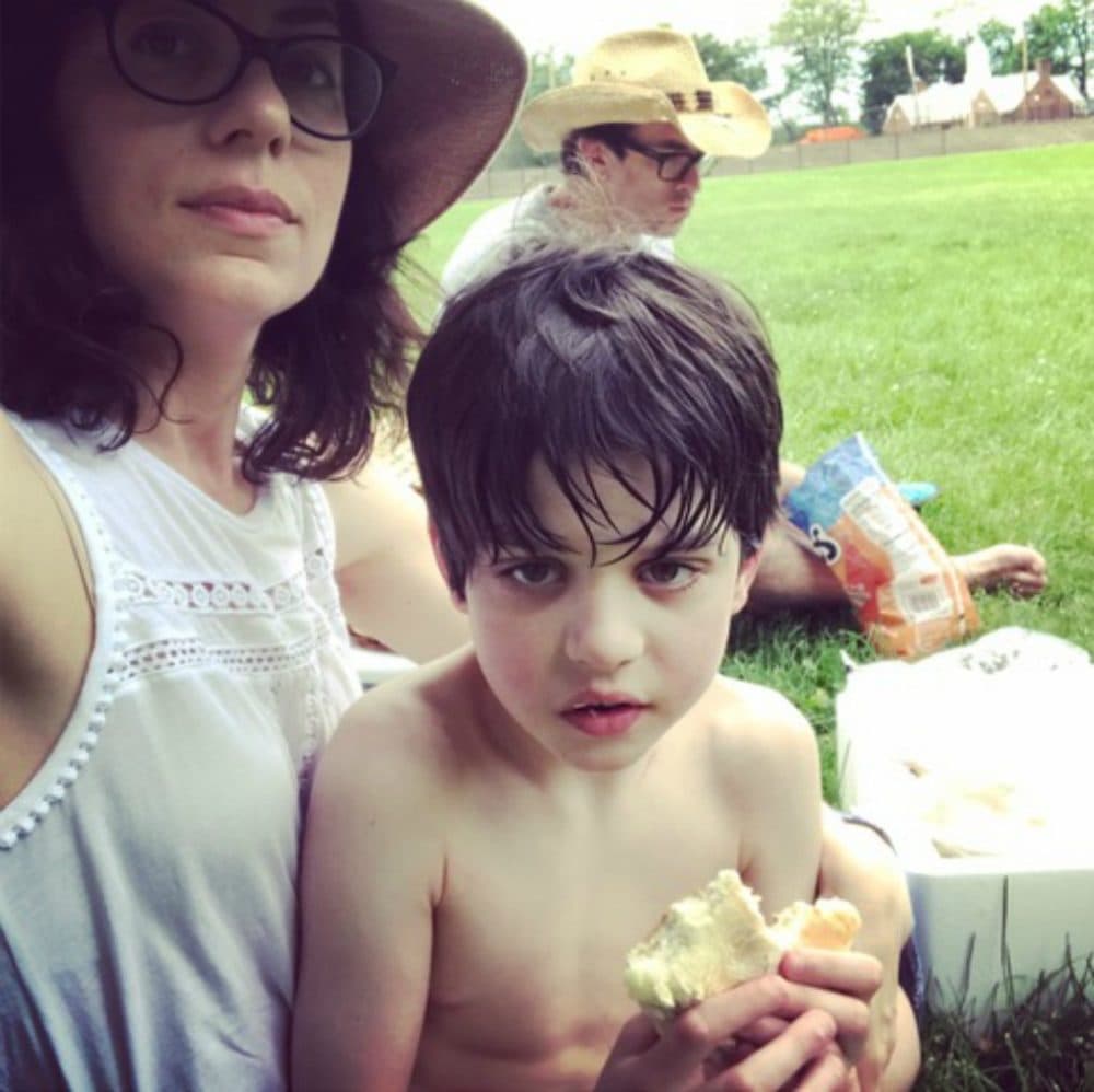 The author and her son, Finn, in 2017, a few months before his 10th birthday, in Cambridge, Mass. (Courtesy)