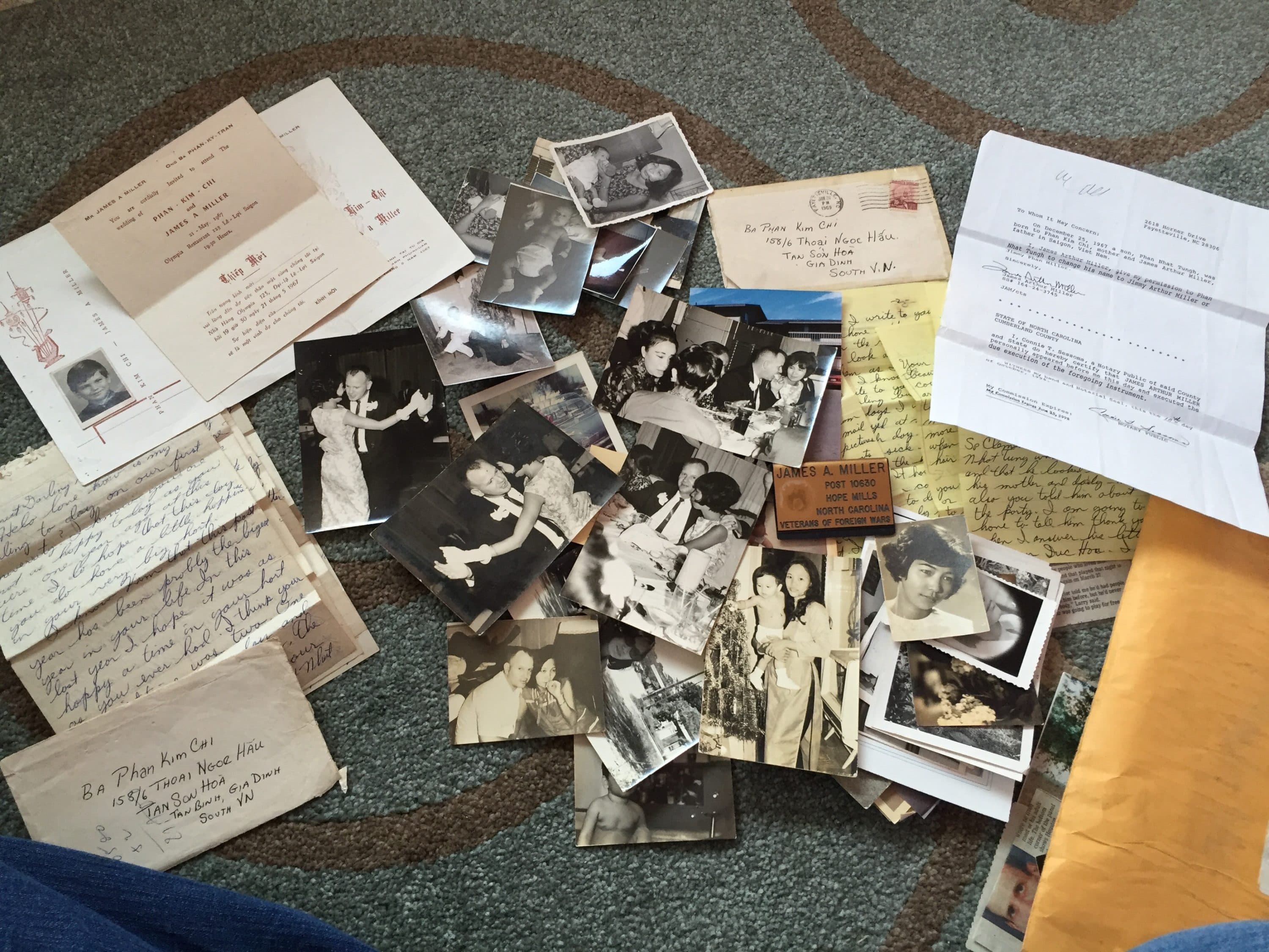 Some of the documents and photos Jimmy Miller's family saved after the reunification of Vietnam in 1975. Almost 20 years later, these documents were used to track down Jimmy Miller's father. (Courtesy Jimmy Miller)