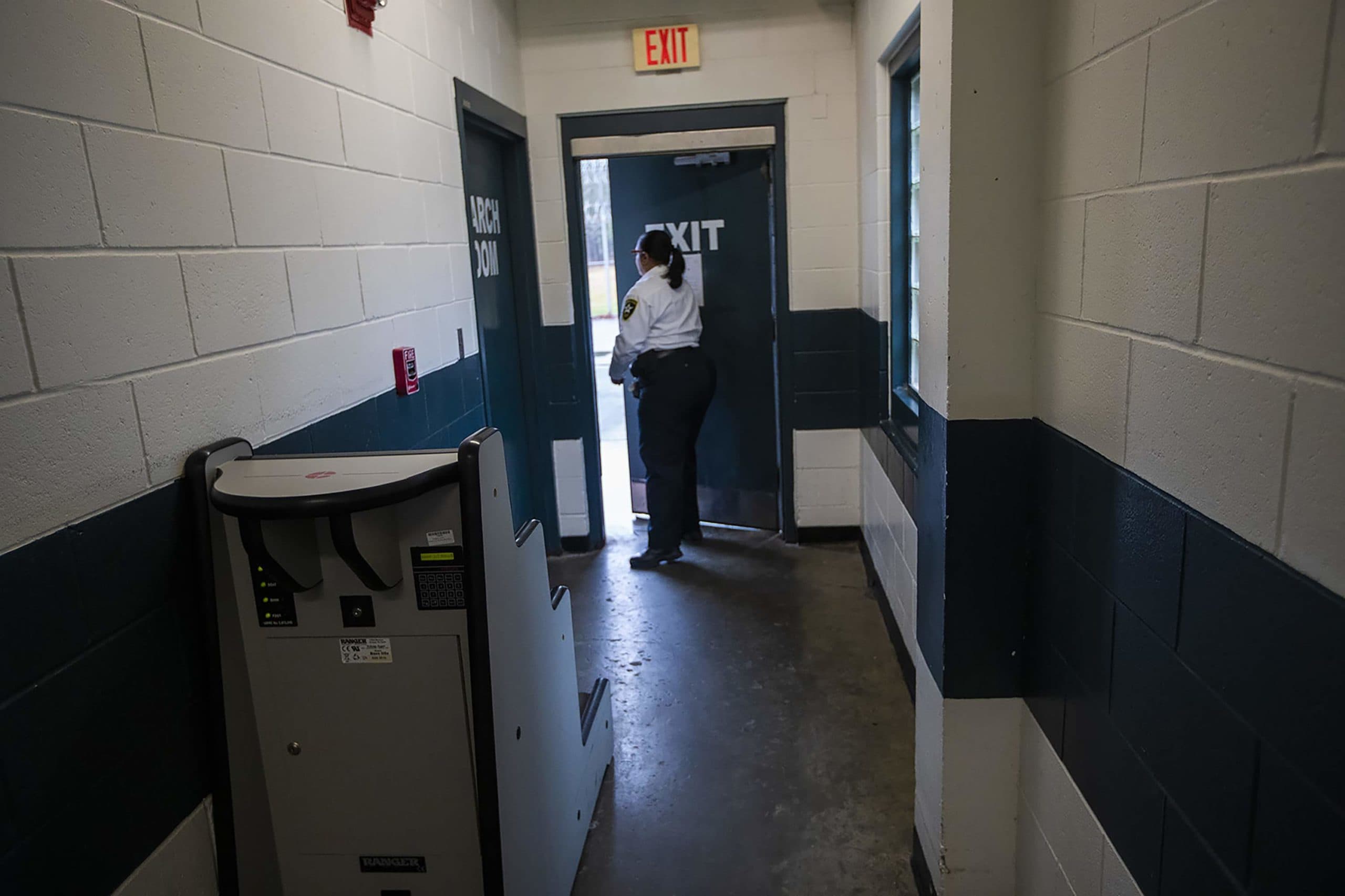 The hallway at the Bristol County jail where Kelly White fell unconscious waiting for a ride to the infirmary. (Jesse Costa/WBUR)