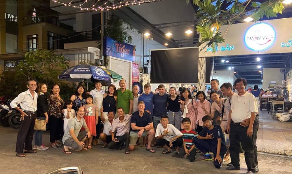 Leigh Small, her husband, and three children reunite with their Vietnamese family. (Courtesy Leigh Small)