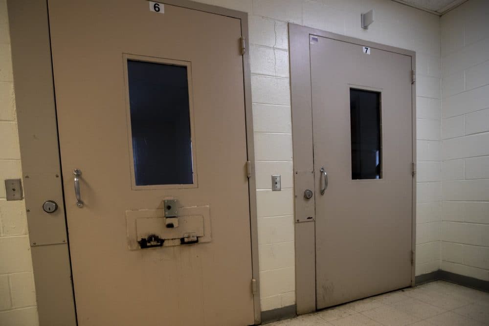 Cell number 7 at the Suffolk County jail, where Rodrick Pendleton suffered for days before dying due to a bowel obstruction. (Jesse Costa/WBUR)