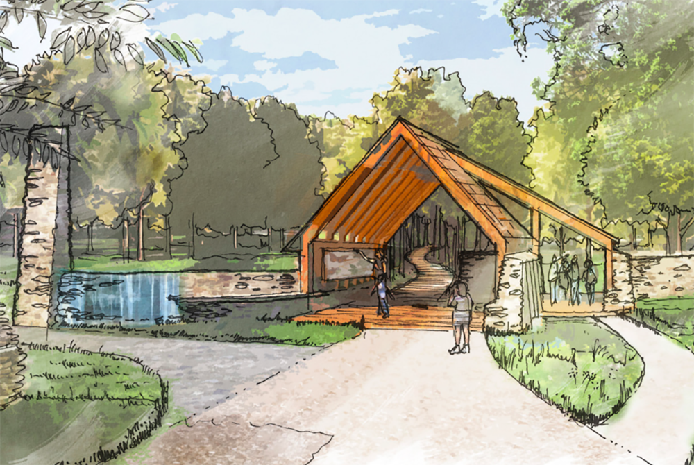 Rendering of the Trailhead Pavilion, which will be the entry and exit for the trail. (Courtesy of the ANT at Letchworth State Park)