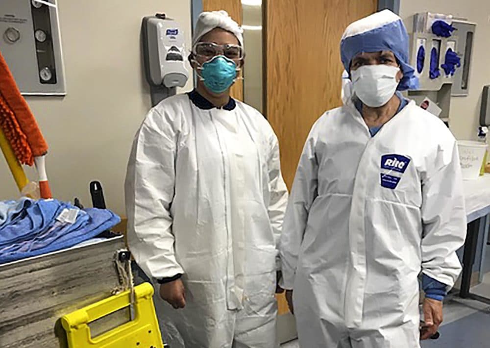 Alba Lucia and Yumera Gonzalez work as cleaners in an emergency room. (Courtesy Alba Lucia)