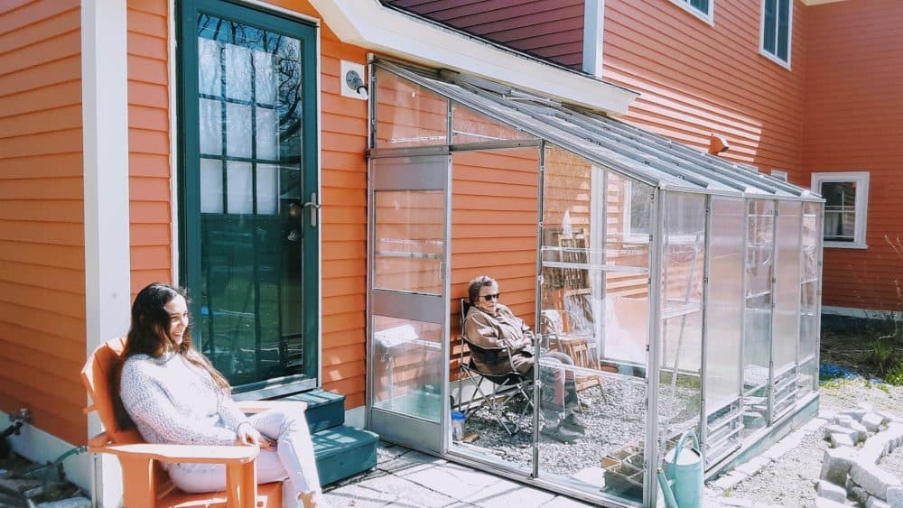 A greenhouse presents a novel solution for the author's family and her 88-year-old mother when it comes to safe visits. (Courtesy Holly Robinson)
