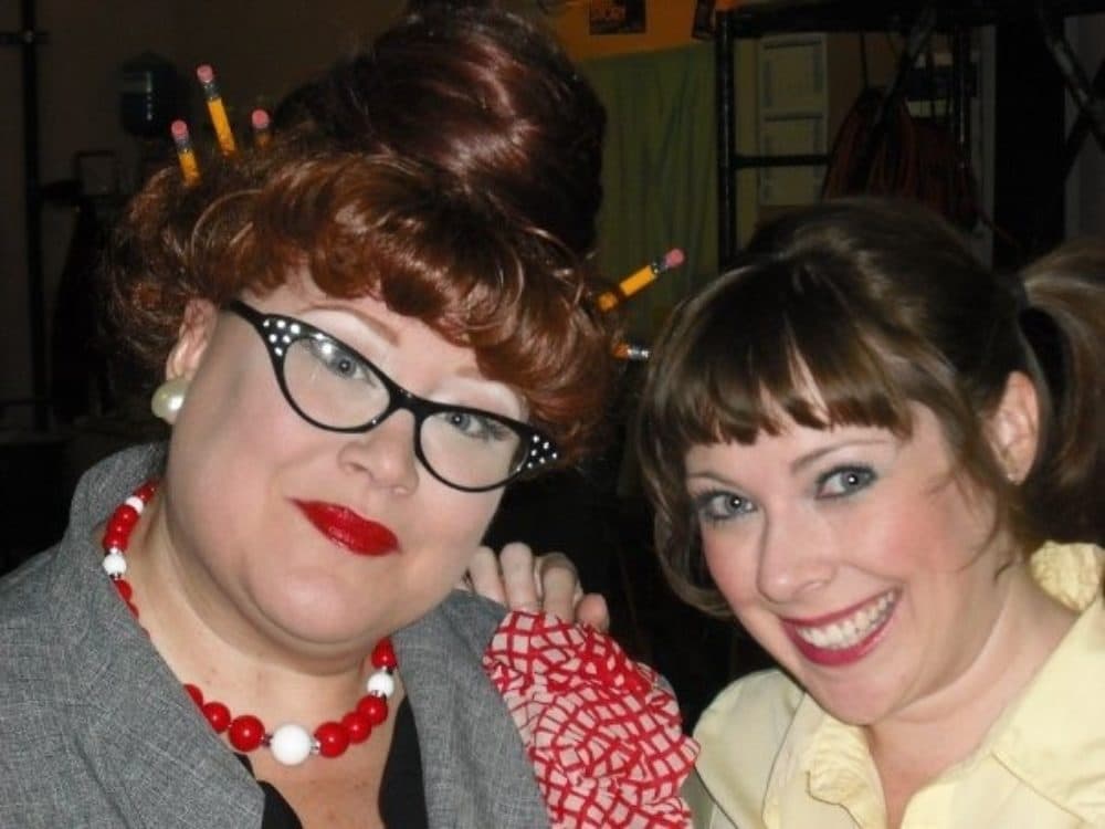 Carla Kaiser Kotrc, as Principal Greta McGee, and Heather Fritton, as Jan, in &quot;Grease The Musical&quot; in Littleton, Colo., in the fall of 2009. (Courtesy Heather Fritton)