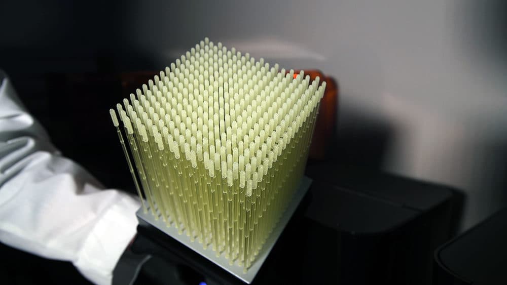 Cube of 3D-printed swabs. (Courtesy Formlabs)