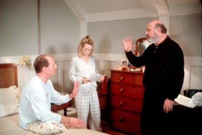 Director Rob Reiner (right) with Bruce Willis and Michelle Pfeiffer on the set of the 1999 film &quot;The Story Of Us.&quot; (Getty Images)