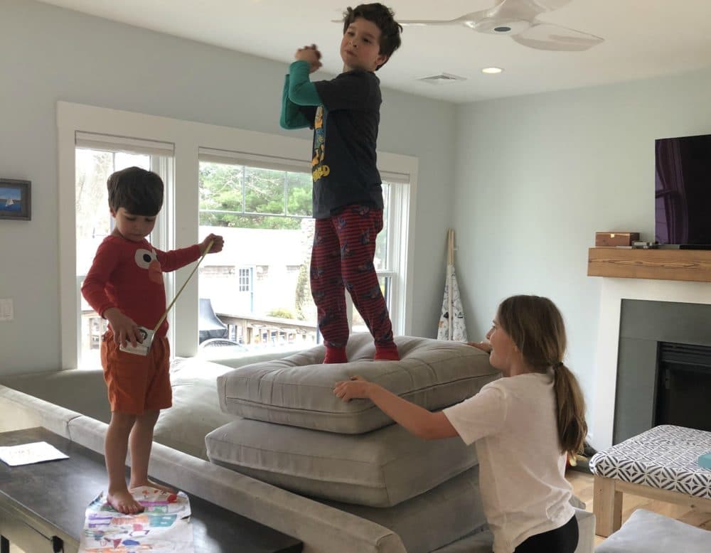 The author's children at home in April 2020. (Courtesy)