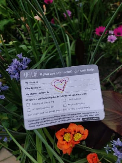 A photo of the #ViralKindness flyer Angela Francis saw in her neighborhood in London, England. (Courtesy Angela Francis)