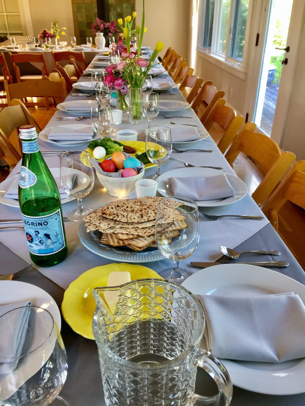 Last year's Passover table. (Kathy Gunst/Here &amp; Now)