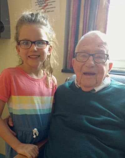 John MacKay and his granddaughter at the Soldiers' Home in August 2019. (Courtesy Maura Fierro)