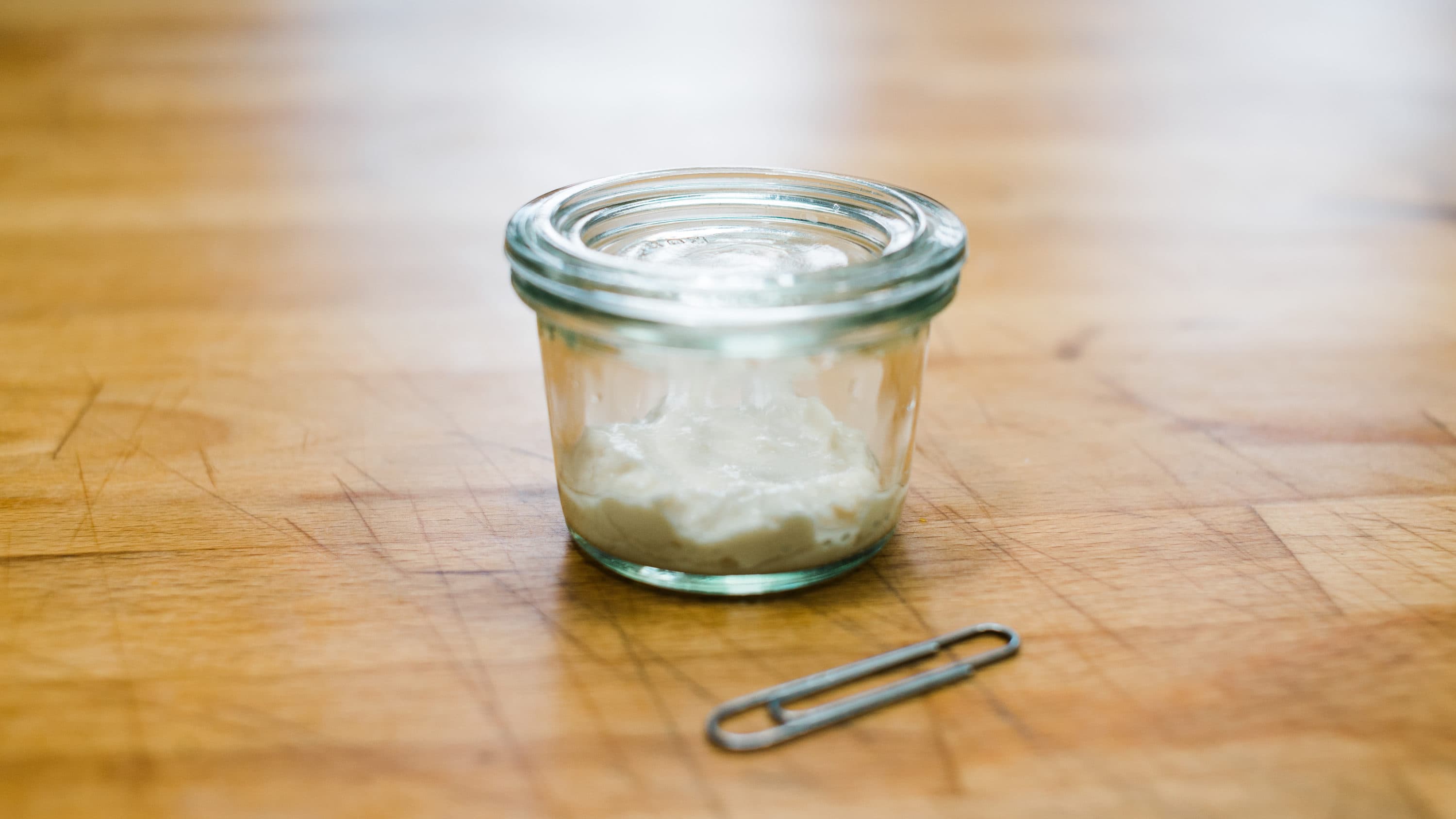 Andrew Janjigian's tiny bread starter, on its first day. (Courtesy Andrew Janjigian)