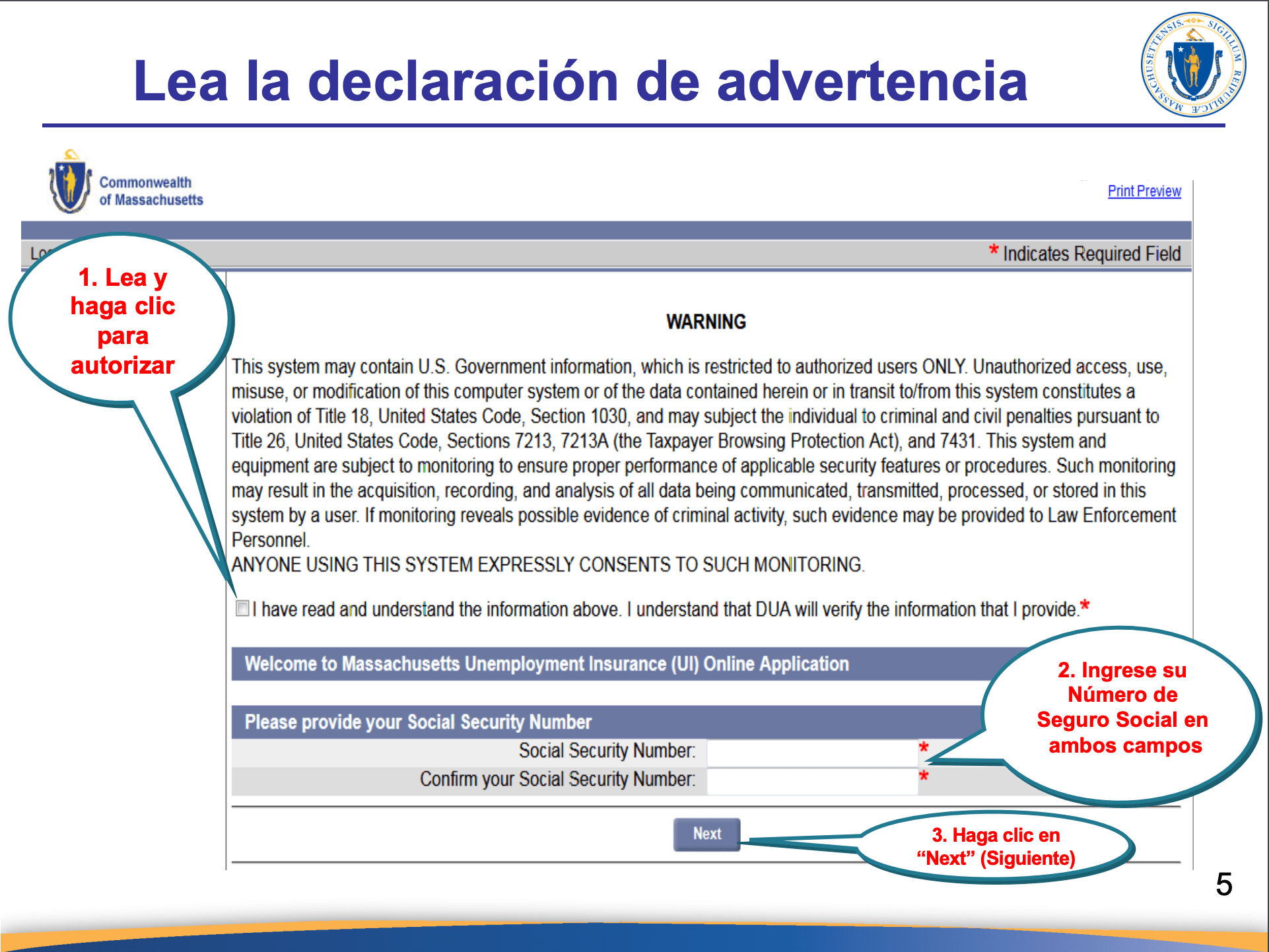 El Departamento de Asistencia al Desempleado ofrece este documento para ayudar a los hispanohablantes a navegar la plataforma de solicitud en línea. (Captura de pantalla vía DUA)