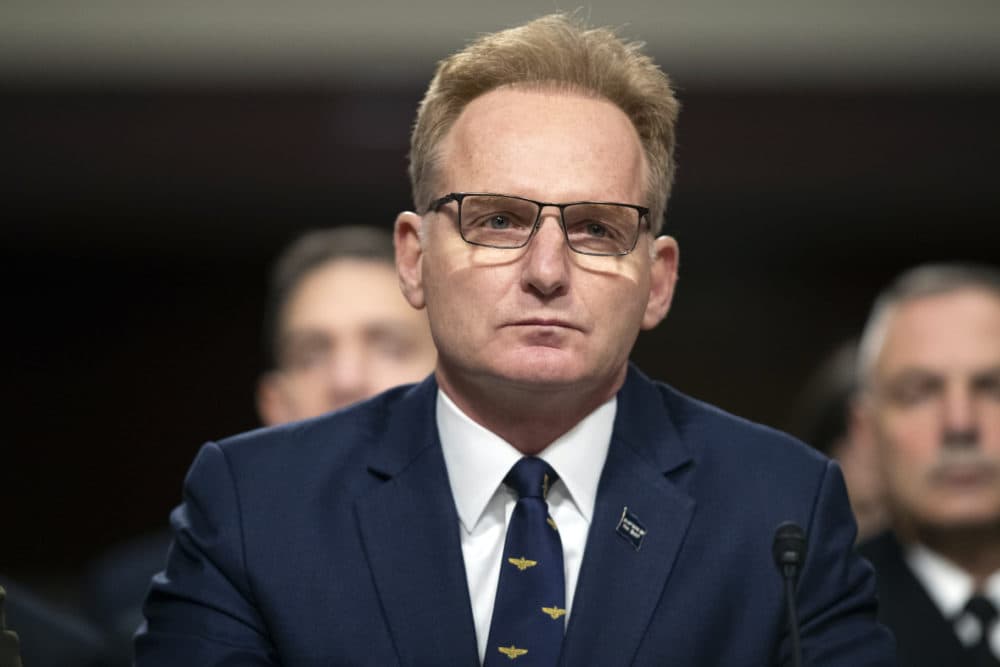 In this Dec. 3, 2019, file photo, acting Navy Secretary Thomas Modly testifies during a hearing of the Senate Armed Services Committee. (Alex Brandon/AP)