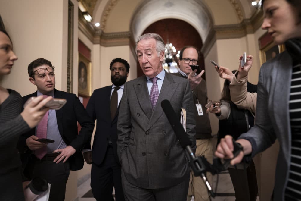 House Ways and Means Committee Chairman Richard Neal, D-Mass., is questioned by reporters as lawmakers work on a coronavirus aid package, at the Capitol in Washington on March 13. (J. Scott Applewhite/AP)