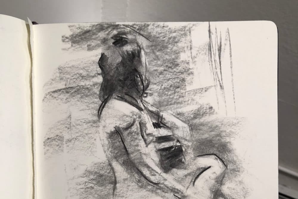 A charcoal sketch by artist Cameron McCool, who organizes figure drawing sessions in Boston. (Courtesy Cameron McCool)
