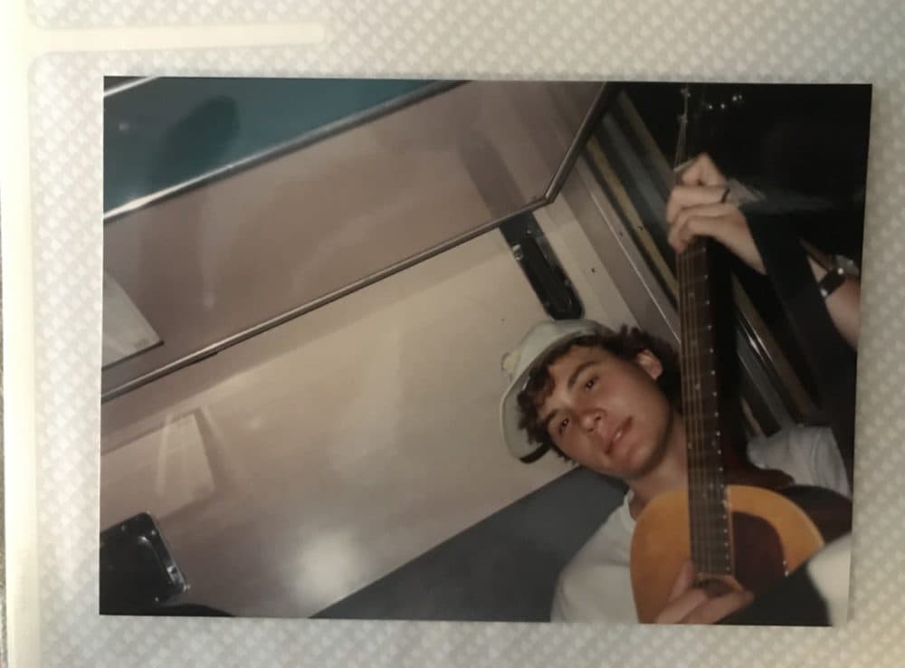 The author pictured with his first guitar, 1994. (Courtesy Alastair Moock)