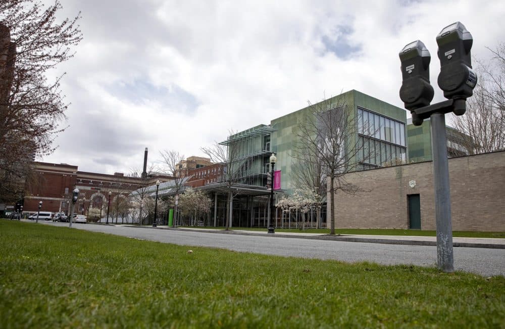 Vacant parking spaces on Evans Way in front of the Isabella Stewart Gardner Museum. (Robin Lubbock/WBUR)