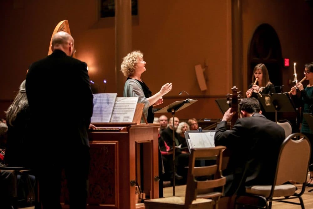 Anne Azéma conducting the Boston Camerata. (Courtesy Dan Busler)