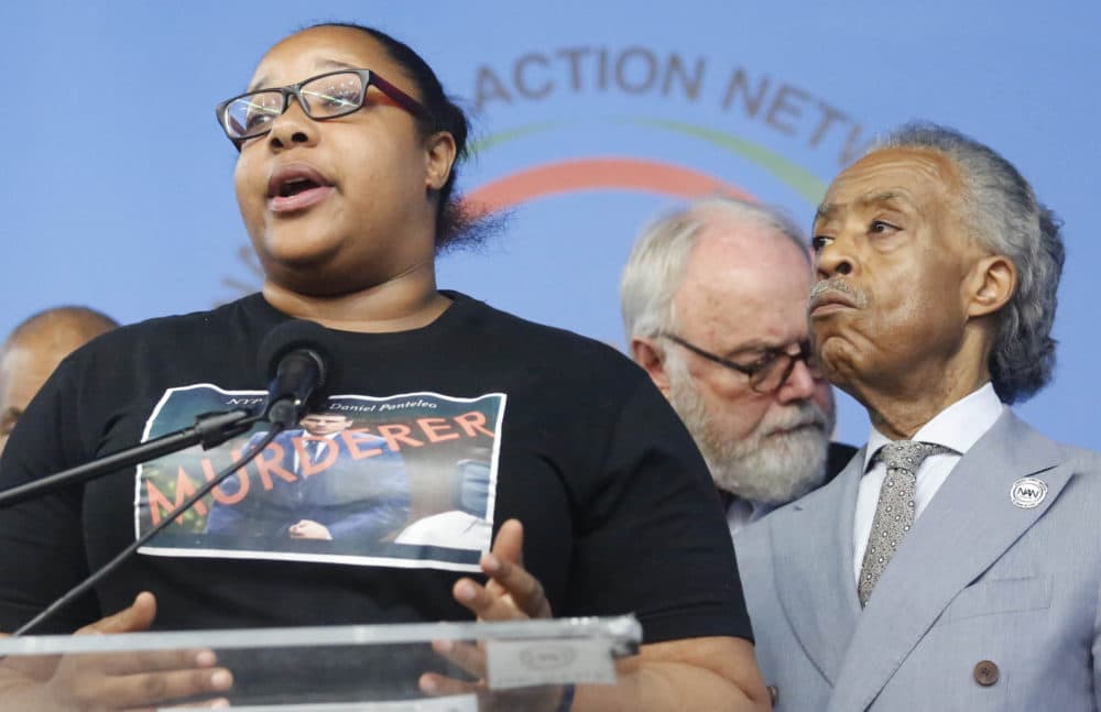 Emerald Garner during a news conference after NYPD Commissioner James O'Neill announced his decision to fire NYPD officer Daniel Pantaleo for the 2014 death of Eric Garner, Monday Aug. 19, 2019, in New York. (Bebeto Matthews/AP)