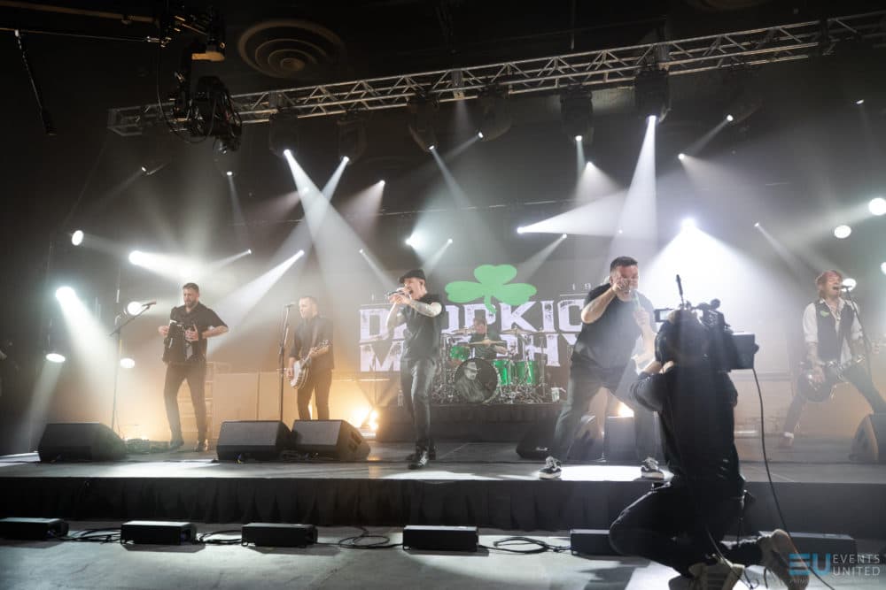 A behind-the-scenes view of the Dropkick Murphys' livestreamed 2020 St. Patrick's Day performance. (Courtesy Lauren Thomason/Events United)