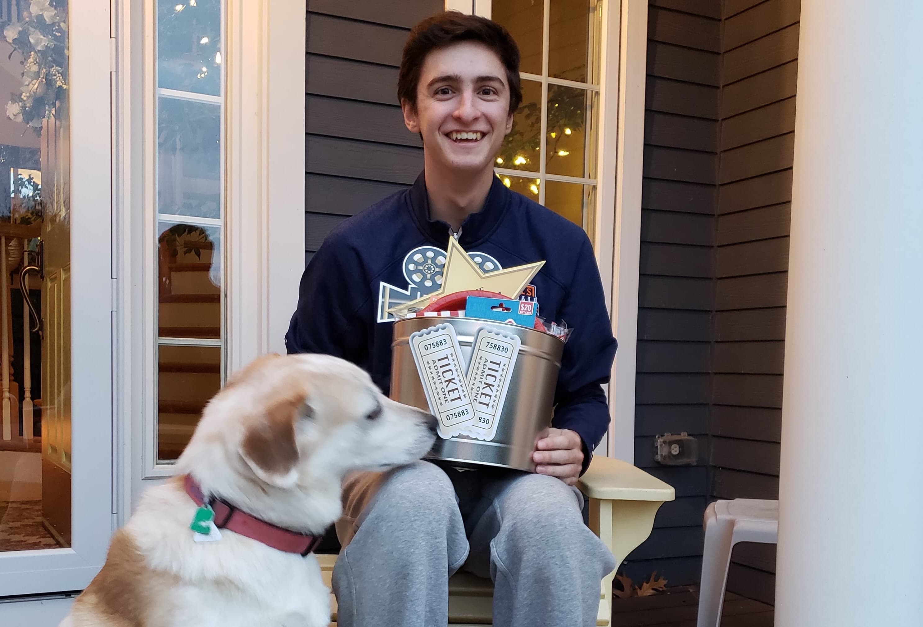 Drew Kral with his senior surprise.